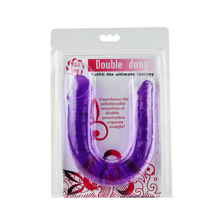 DILDO DOBLE EN GELATINA FLEXIBLE LILA  