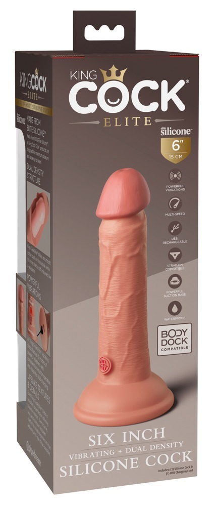 6  Vibrating + Dual Density Silicone Cock  