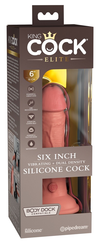 6  Vibrating + Dual Density Silicone Cock  