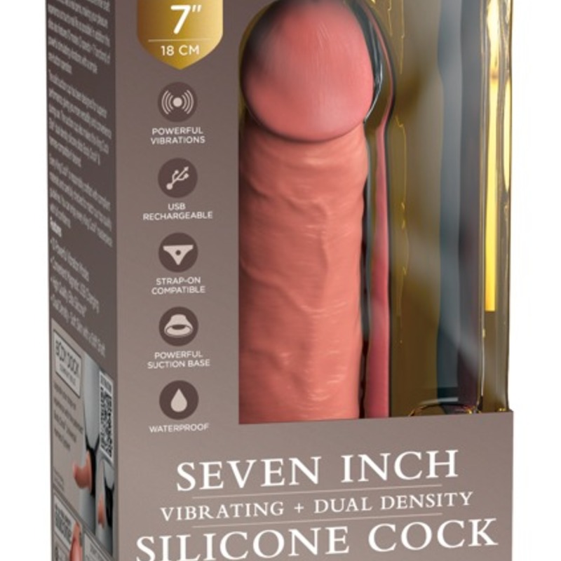 7" Vibrating + Dual Density Silicone Cock with Remote