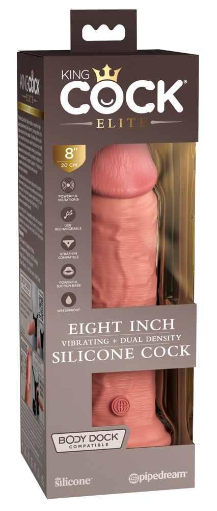 8  Vibrating + Dual Density Silicone Cock  