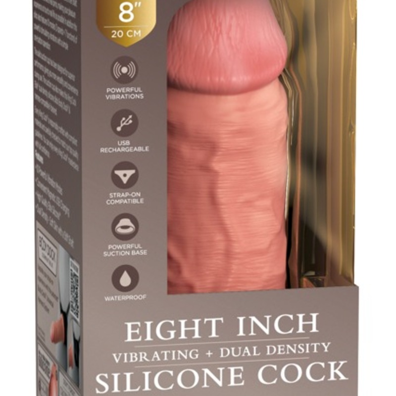 8" Vibrating + Dual Density Silicone Cock