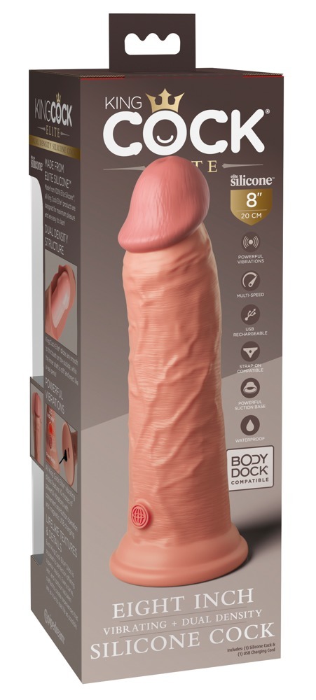 8  Vibrating + Dual Density Silicone Cock  