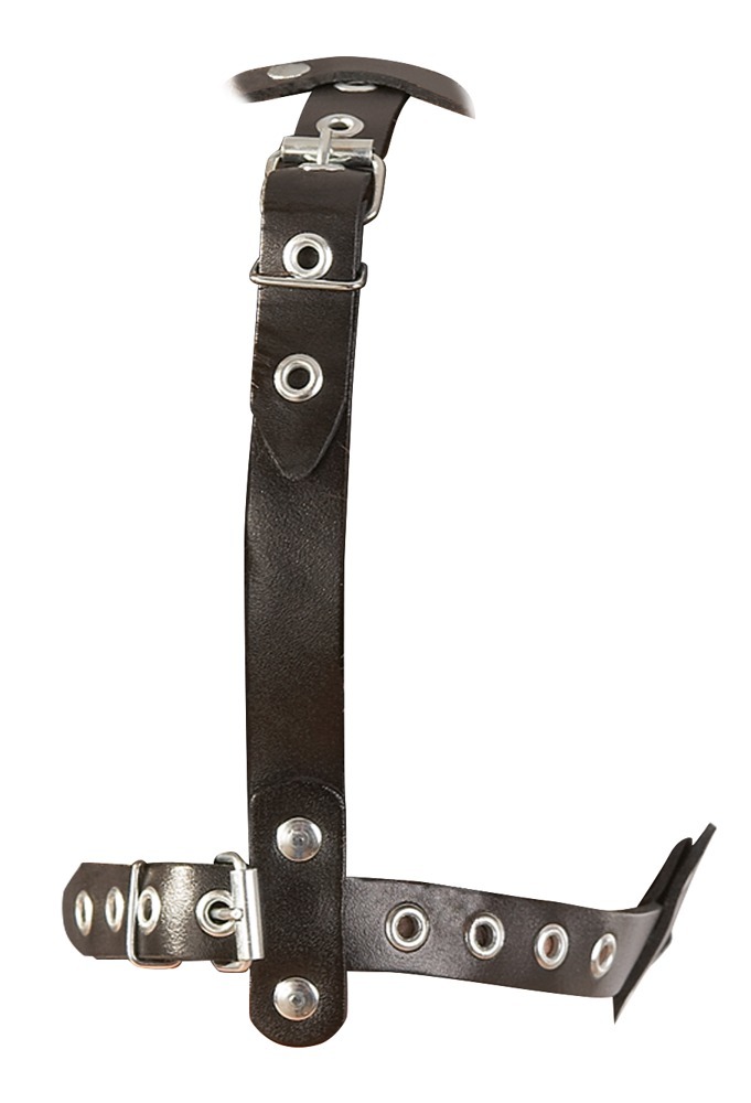 Leather Head Harness with Dildo  