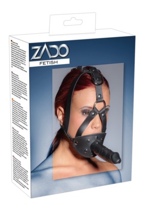 Leather Head Harness with Dildo 