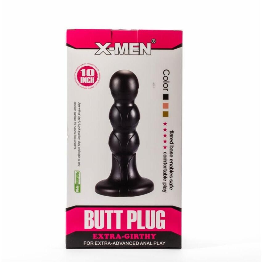 X-Men 10  Extra Girthy Butt Plug Black V  