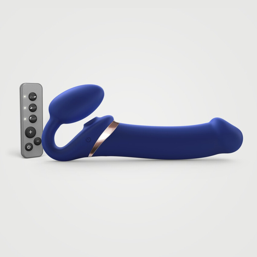 MULTI ORGASM BENDABLE STRAP-ON BLU - XL  