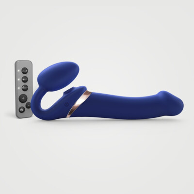 MULTI ORGASM BENDABLE STRAP-ON BLU - L 