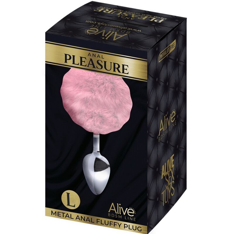 ALIVE - PLUG PIACERE ANALE METALLO LISCIO ROSA FLUFFY TAGLIA S  