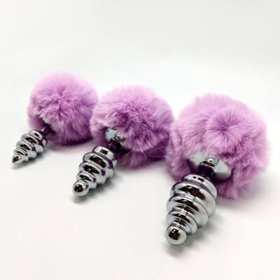 ALIVE - PLUG PIACERE ANALE SPIRALE METALLO FLUFFY VIOLA TAGLIA S 