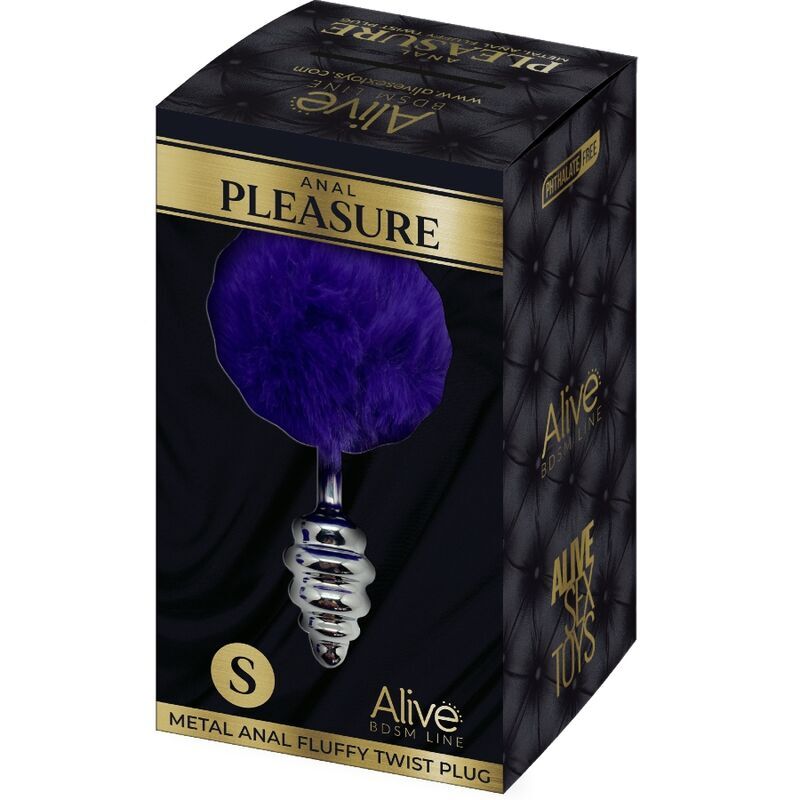 ALIVE - PLUG PIACERE ANALE SPIRALE METALLO FLUFFY VIOLA SCURO TAGLIA S  