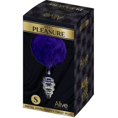 ALIVE - PLUG PIACERE ANALE SPIRALE METALLO FLUFFY VIOLA SCURO TAGLIA S 