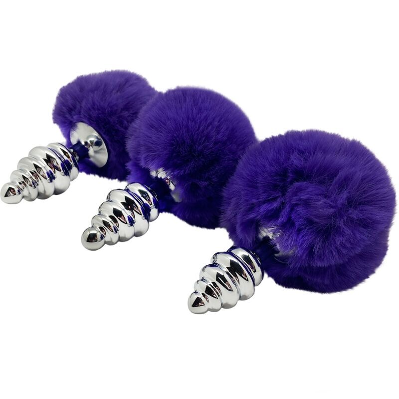 ALIVE - PLUG PIACERE ANALE SPIRALE METALLO FLUFFY VIOLA SCURO TAGLIA S  