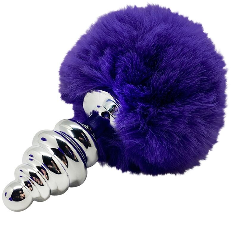 ALIVE - PLUG PIACERE ANALE SPIRALE METALLO FLUFFY VIOLA SCURO TAGLIA S  