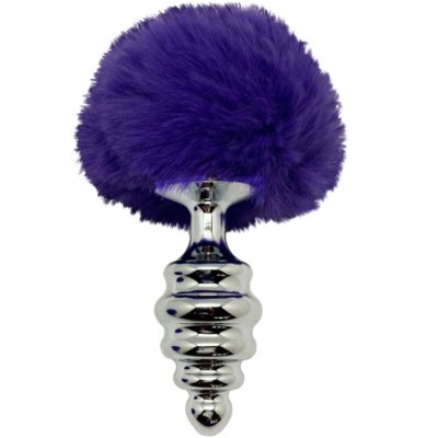 ALIVE - PLUG PIACERE ANALE SPIRALE METALLO FLUFFY VIOLA SCURO TAGLIA S 