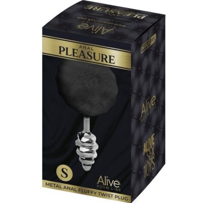 ALIVE - PLUG PIACERE ANALE SPIRALE METALLO FLUFFY NERO TAGLIA S 