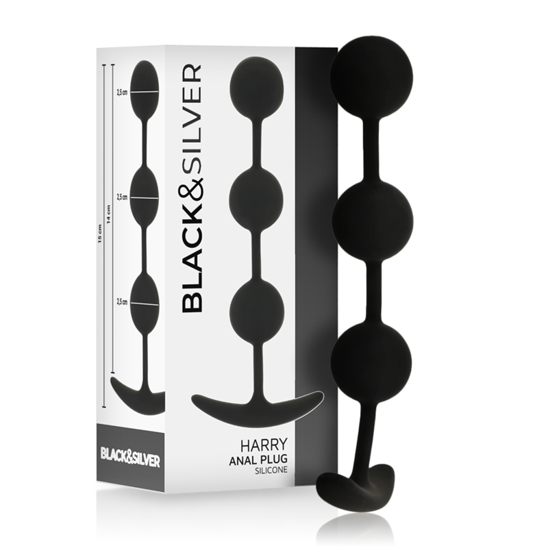 BLACK&SILVER - PLUG ANALE HARRY 3 SFERE IN SILICONE 14 CM  