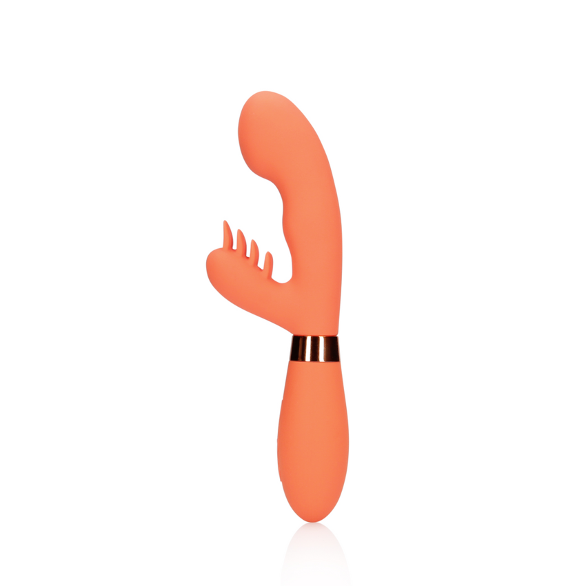 Rabbit Vibrator with Ribbed Clitoral Stimulator - Glazed Carrots  