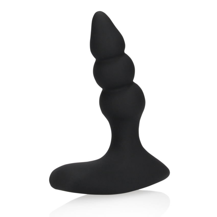 Beaded Vibrating Anal Plug with Remote Control - Licorice Black  