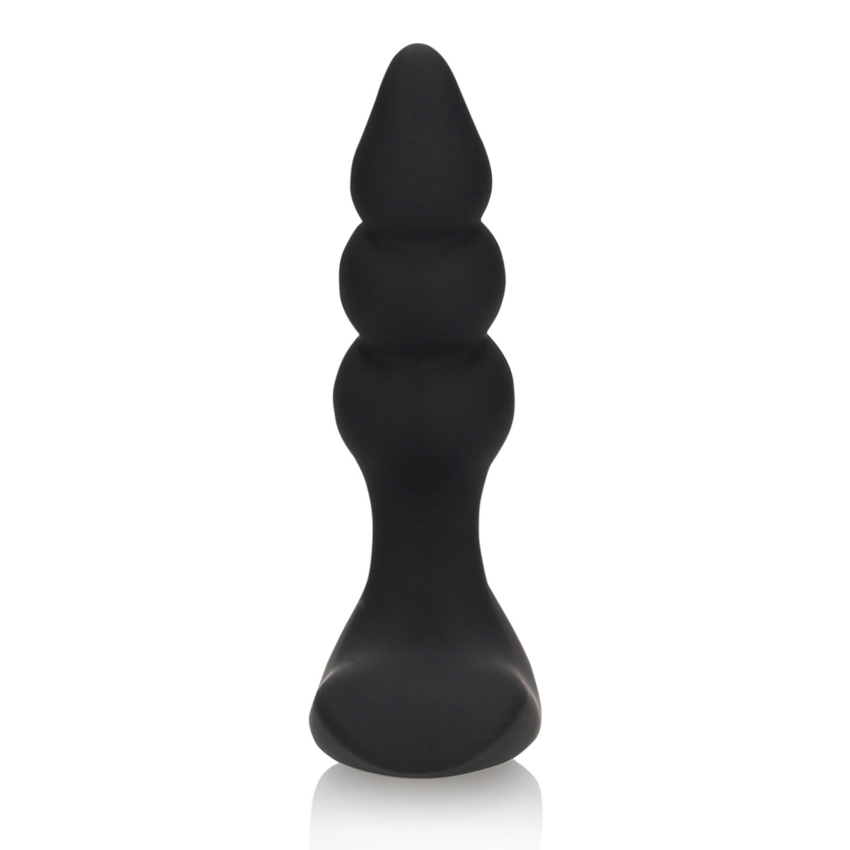 Beaded Vibrating Anal Plug with Remote Control - Licorice Black  