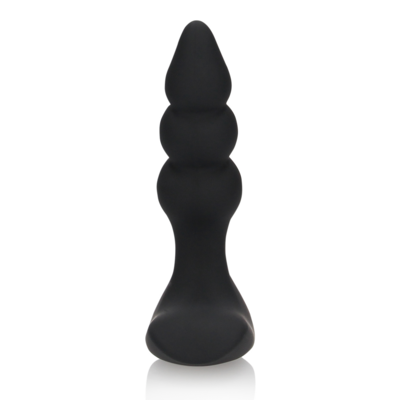 Beaded Vibrating Anal Plug with Remote Control - Licorice Black 