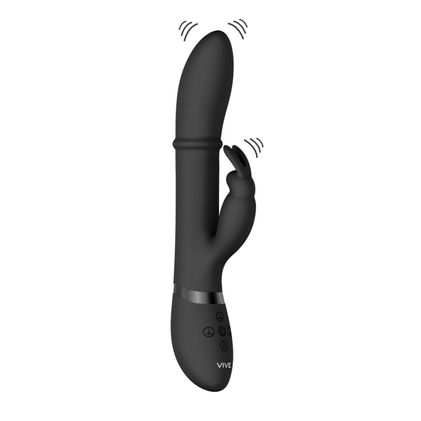 Halo - Vibratore Rabbit ad anello - Nero  