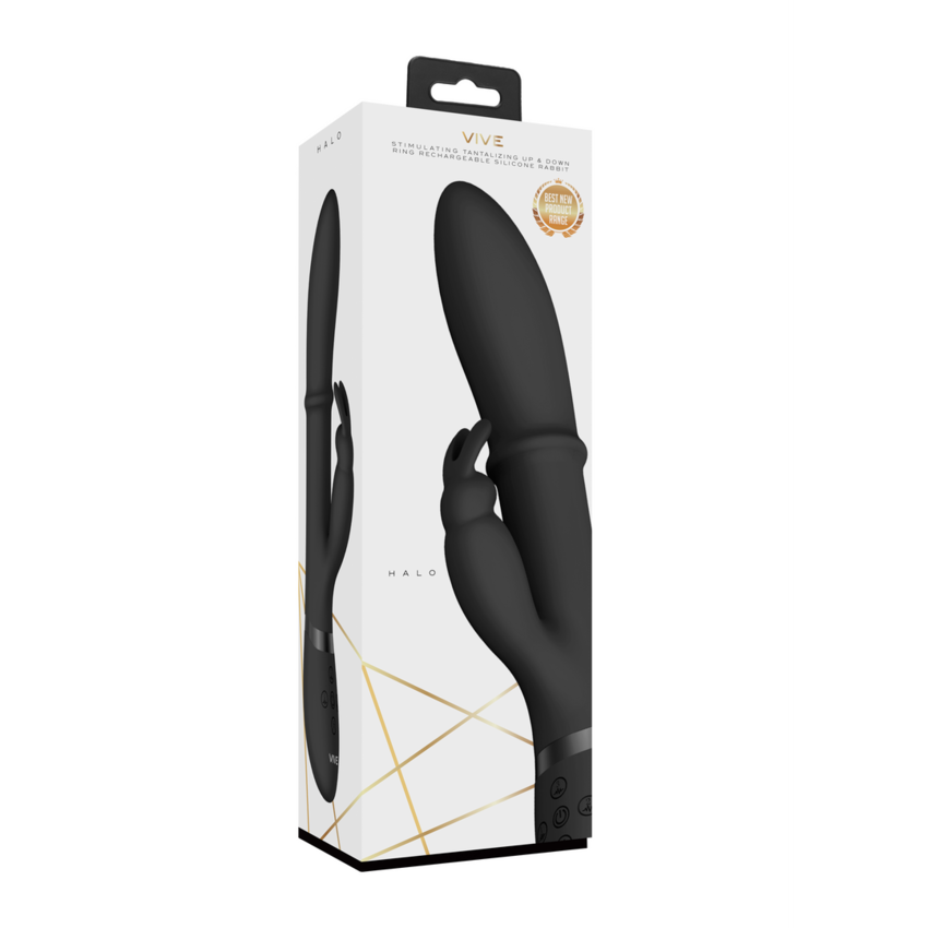 Halo - Vibratore Rabbit ad anello - Nero  