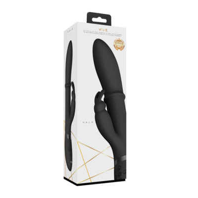 Halo - Vibratore Rabbit ad anello - Nero 