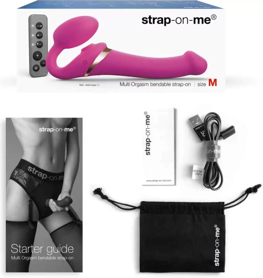 Multi Orgasm Bendable Strap-On Fucsia S  