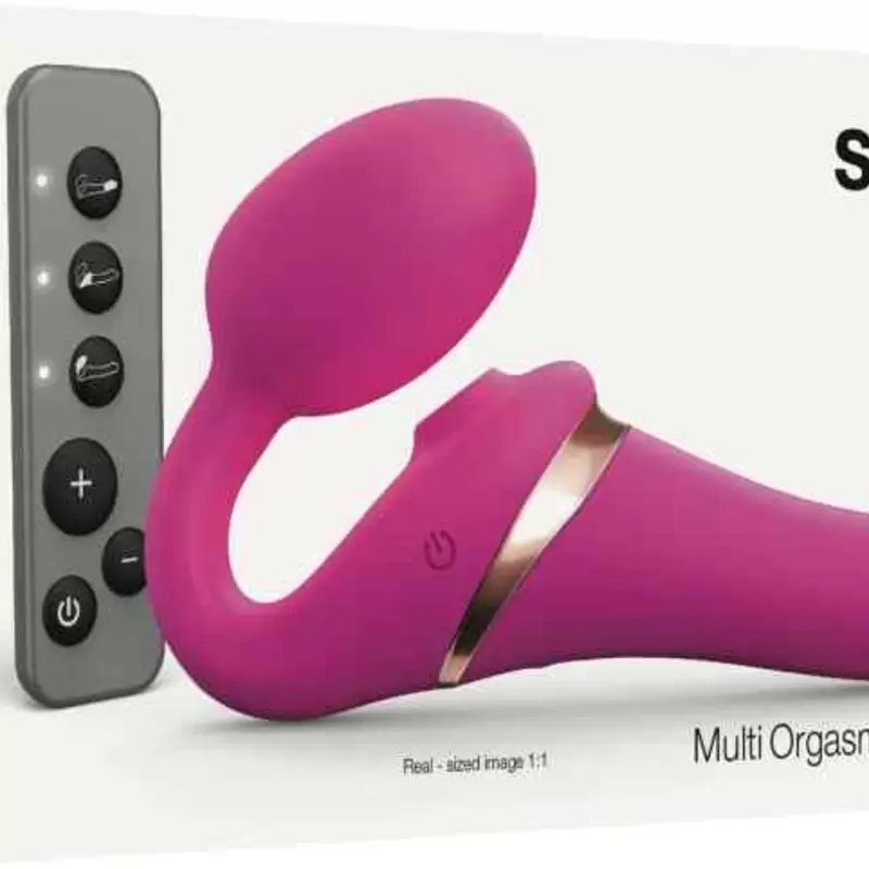 Multi Orgasm Bendable Strap-On Fucsia S