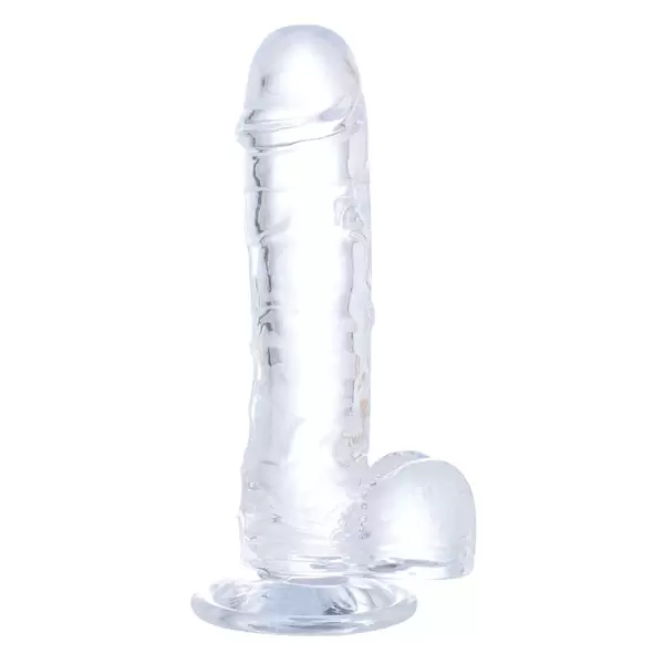 Dildo ultra realistico con palle - Trasparente  