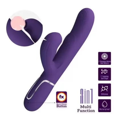 PRETTY LOVE - VIBRATORE PERLITA G-SPOT 3 IN 1 MULTIFUNZIONE VIOLA 