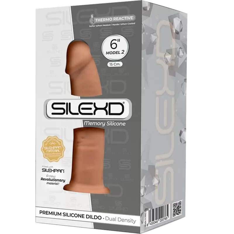 SILEXD - MODELLO 2 PENE REALISTICO PREMIUM SILEXPAN SILICONE CARAMEL 15 CM  