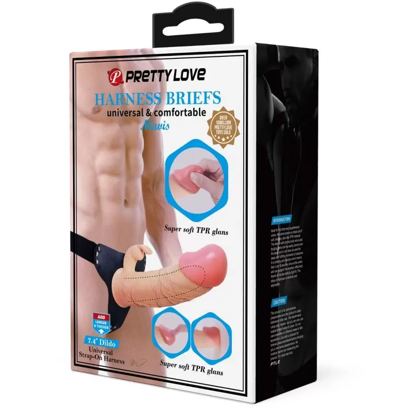 PRETTY LOVE - MAVIS HARNESS SLIP UNIVERSALE CON DILDO 19 CM NATURALE  