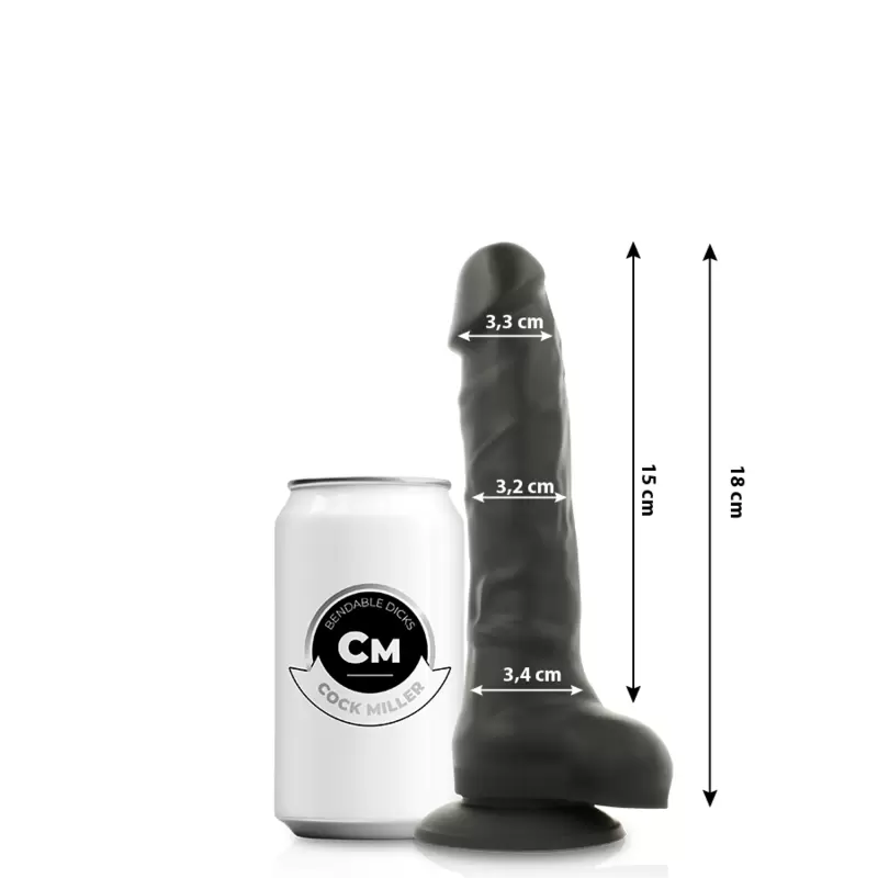 COCK MILLER - COCKSIL IN SILICONE DENSIT ARTICOLABILE NERO 18 CM  