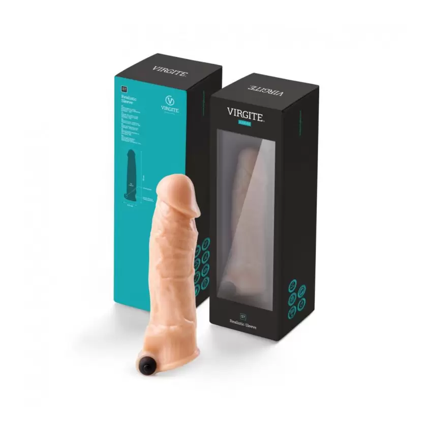 Virgite - Guaina Pene Realistica Vibrante S7 - 8  - Color Carne  