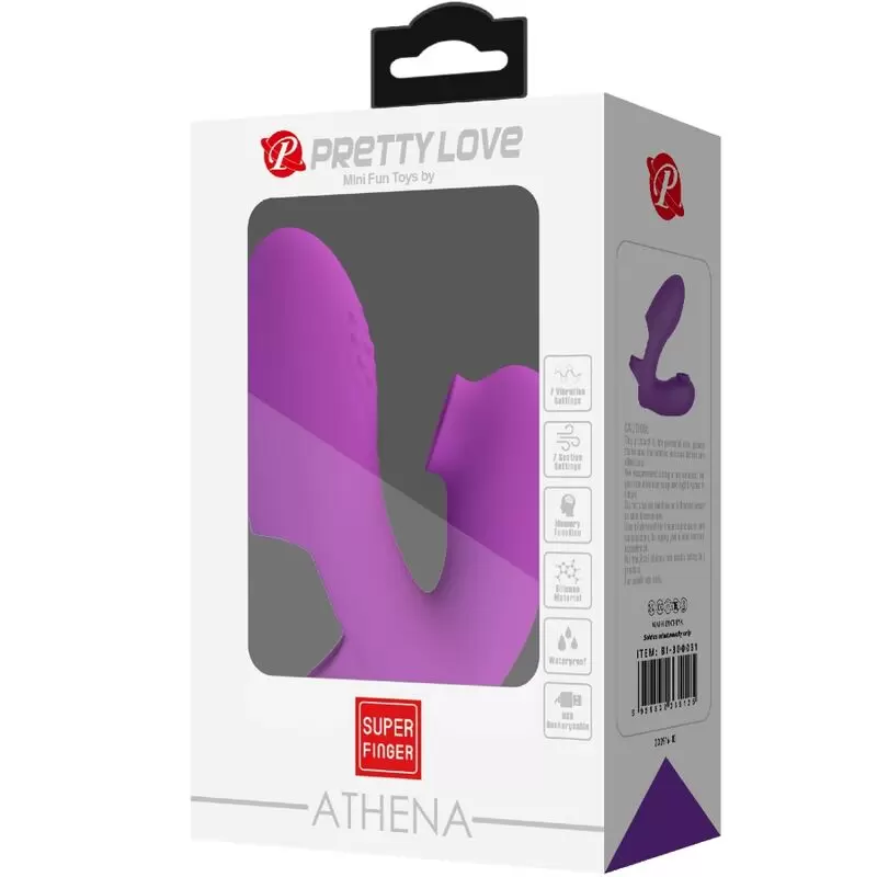 PRETTY LOVE - VIBRATORE DA DITA ATHENA CON STIMOLATORE CLITORIDEO VIOLA  